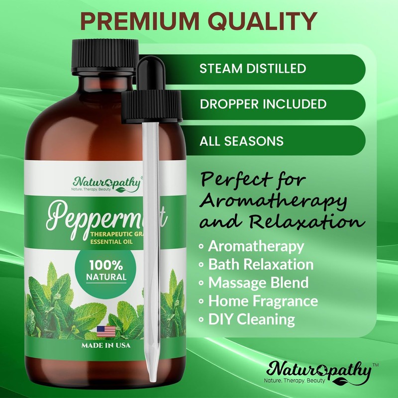 Naturopathy Peppermint Essential Oil, Natural Therapeutic Grade, Premium Quality Peppermint