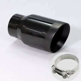 Vechkom 2.5" Exhaust Tip 2.5" Inlet 3.5" Outlet 6.5" Length Stainless Steel Muffler Tip Universal Fit for Car Truck Diesel Exhaust Tail Pipe Tip Polished Finish Satin Edge Black Clamp-On