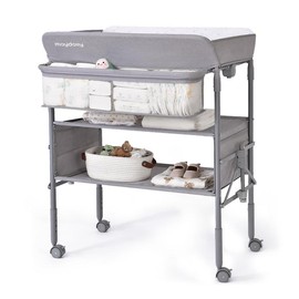 Maydolly Foldable Baby Changing Table with Wheels Waterproof Diaper Changing Station Adjustable Height Mobile Nursery for Newborn and Infant Portable for Women