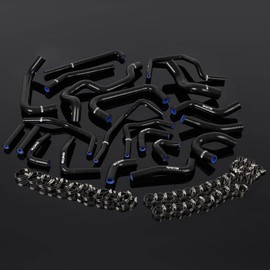 G-PLUS Silicone Ancillary Coolant Hose Kit Clamps Compatible With Toyota MR2 Turbo 2.0L 3SGTE Rev2 LHD 1991 Silicone Black