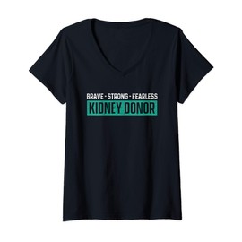 Womens Kidney Transplant Donor Brave Surgery Recovery Gifts V-Neck T-Shirt