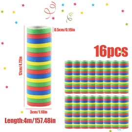SJUNJIE 16 Rolls of Paper Streamers Colourful 18 Sections per Roll 4 Metre Streamers Birthday Streamers Set Suitable for Decoration of Birthday Parties and Weddings