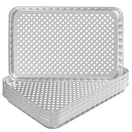 SafBbcue Disposable Grill Toppers 10 Pack Disposable Aluminum Foil Grill Topper Pans BBQ Grill Grate Liners for Outdoor Cooking & Camping Prevents Food from Sticking or Falling Through The Grill