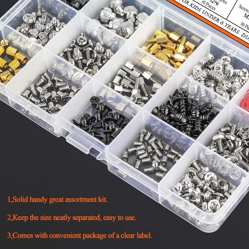 HELIFOUNER 450 Pieces Computer Standoffs Spacer Screws Assortment Kit for