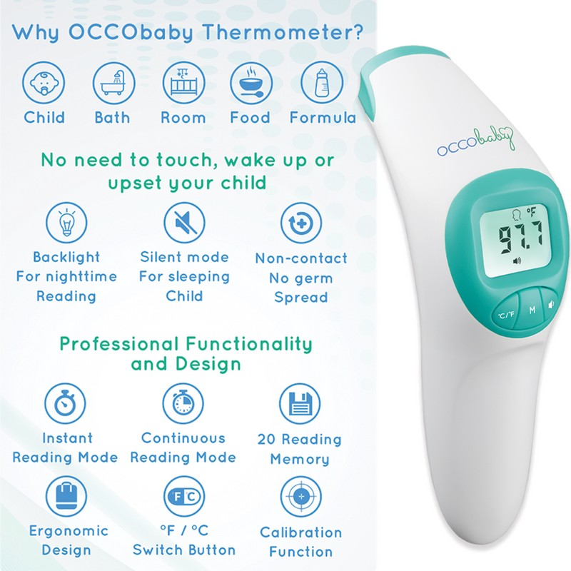 OCCObaby infrared forehead thermometer non-contact one second reading New