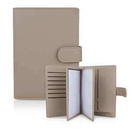 FuninCrea Ladies Purse Family Passport Holder for 4 with 22 Credit Card Slots, Faux Leather Women Wallets Multifunctional Passport Cover Portable Womens Purse Suitable for Traveling (Grey)