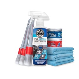Chemical Guys Car Cleaning Kit Interior 9-Piece - Total Interior Cleaner, Sticky Icky Green Apple & Strawberry Detailing Gel, 3 Detailing Brushes, 3 Towels, Safe for Cars, Trucks, SUVs & More