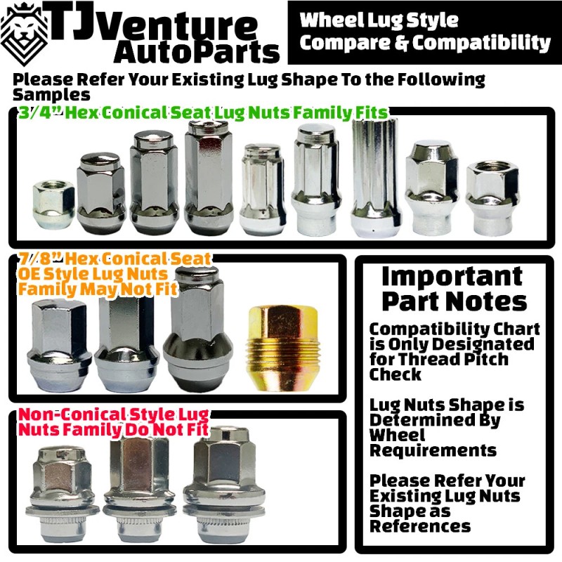 TJ 20Pcs Chrome M12x1.5 8 Point Star Tuner Lug Nuts+Key