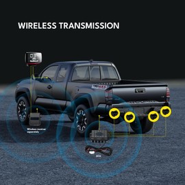 Autolizer Wireless Car Parking Assistance System, Reversing Radar System for 12/24V Vehicles, with LCD Display and Wireless Receiver, 4 Ultrasonic Rear Sensors - Black