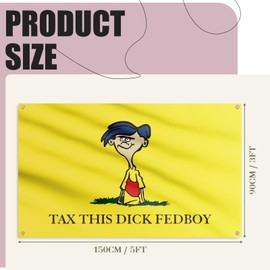 Tax This Dick Fedboy Flag 3x5 Ft Funny Flags with Brass Grommets for College Dorm Room Decor, Man Cave Flags for Living Room Bedroom Home Decorations