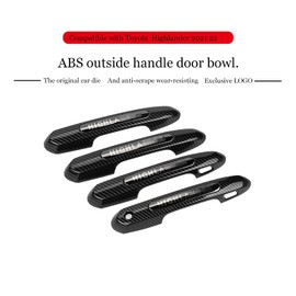 INUBOXES ABS Carbon Fiber Style Accessories Exterior Door Handle Cover Trim Strip Sticker Compatible with Toyota Highlander 2020-2022 Hybrid Platinum (Door Handle Cover)