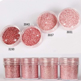 4 Box 0.3 fl oz (10 ml) Rose Goal Pink Nail Powder Glitter Nail Foil Super Shiny Glitter Nail Gel Nails, Resin Parts