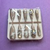 Unbranded 10Pcs Long Almond False Press on Nails Metal Lines