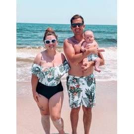 IFFEI Mommy and Me Family Matching Swimsuits One Piece Monokini Bathing Suits Floral Printed Swimwear Boys: 3-4 Years