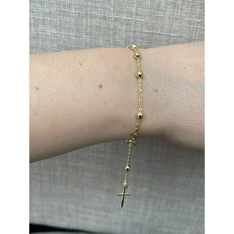 Rosary Bracelet - 14k Gold Vermeil 925 Silver - 4mm