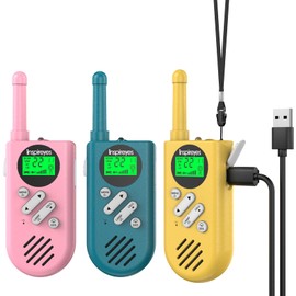 Inspireyes Walkie Talkies for Kids Rechargeable, Easter Basket Stuffers,Gifts for Kids, Toys for Boys and Girls Ages 3-12, 3 Pack Long Range, Outdoor Play, Family Games, Hiking Camping Gear