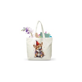 Corgi Canvas Tote Bag, Christmas Dog Themed Grocery Bag, Puppy Reusable Shopping Bag, Christmas Gifts For Women Corgi Lover Dog Mom Dog Owner, A41