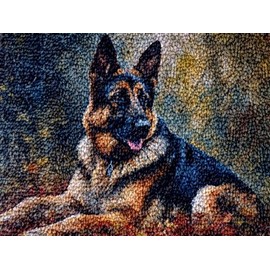 German Shepherd Latch Hook Kits Rug DIY Cushion Tapestry Making Crochet Hook Mat Making Kits Color Preprinted Pattern Canvas DIY Carpet Needlework Crochet Kits 52x38cm (series-89)