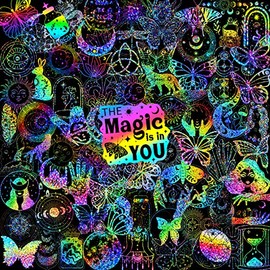Y-times 300 PCS Holographic Stickers,DIY Decorative Resin Stickers for Adults Teens Kids,Transparent Laser Stickers for Water Bottle Laptop Scrapbook Journal Notebook