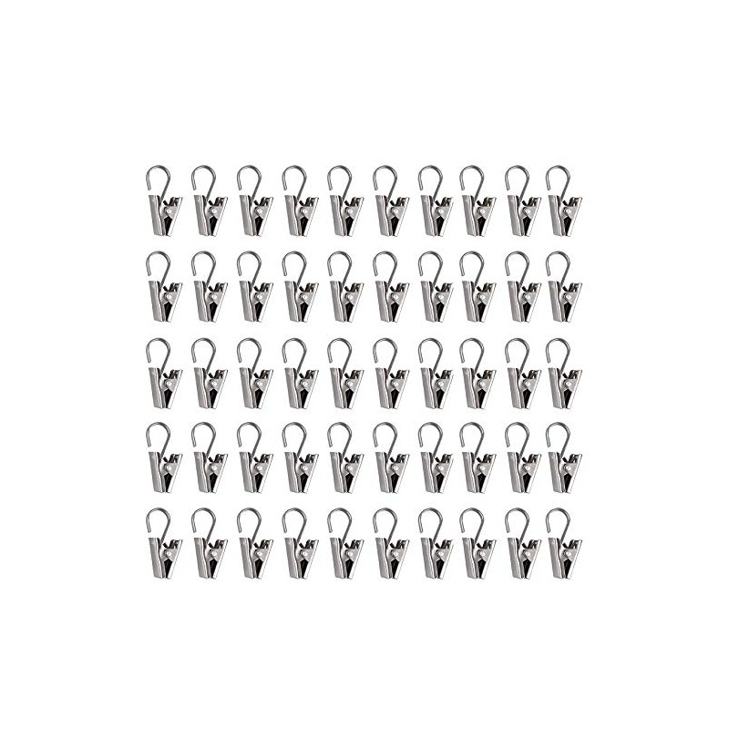 Yitaocity 50Pcs Stainless Sliver Metal Sprung Curtain Alligator Clips Hook
