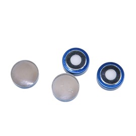 ALWSCI 20 mm Bi-Metallic Crimp Cap with Natural PTFE/White Silicone Septa, Blue and Silver, 100 pcs/pk
