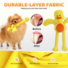 MASBRILL Squeaky Dog Toys, Soft Plush Dog Toy with Crinkle Paper Stuffed, Dog Chew Toys Interactive Dog Teething Toys for Small Medium Breed Dogs Birthday Gift, Puppy Toys to Keep Them Busy, Yellow