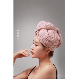 Microfiber Hair Drying Towel - 2Packs Long Hair Head Wraps Terry Cloth Fast Absorbent Dry Anti Frizz Twist Curly Shower Turban for Women Wet Hair (Pink, 25 * 65CM)