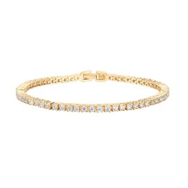PAVOI 14K Gold Plated Cubic Zirconia Classic Tennis Bracelet | Yellow Gold Bracelets for Women | 7 Inches