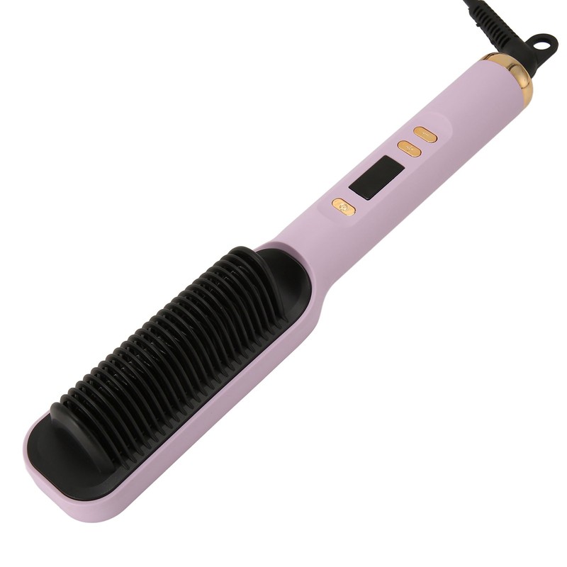 Negative Ion Hair Straightener Brush LCD Display Dual Use Heated