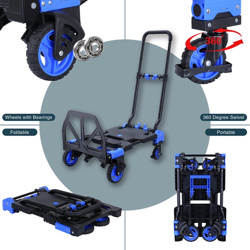 2-in-1 Hand Truck Dolly Foldable,330LB Capacity Hand Dolly,Folding Hand Cart