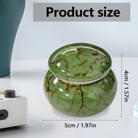 GOIYZTTR Small Urn Mini Ceramic Urn - 5 cm Handmade Urn Exquisite Small Memorial Urn for Keepsake for Safe Storage of Ashes (Green Forest)