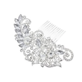 Bridal Wedding Hair Comb Fascinator Flower Crystal Rhinestones Clip Diamante Headpiece