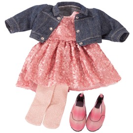 Götz 3403030 Glitter Glamour Combination Doll Clothing Size XL 5-Piece Clothing and Accessory Set for Standing Dolls 45 - 50 cm