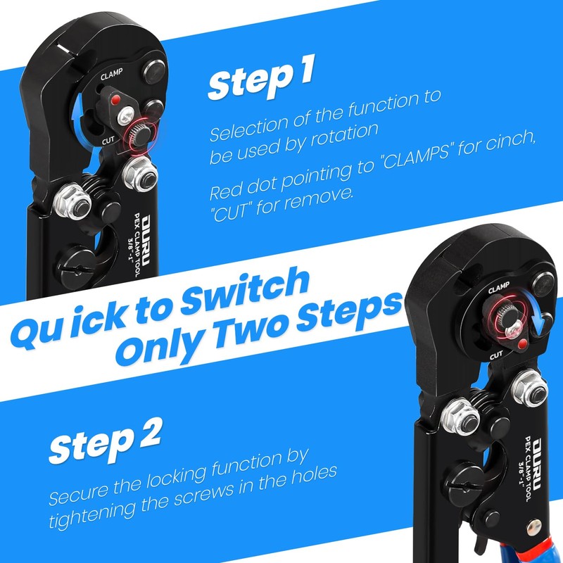 OURU 2 IN 1 Ratchet Pex Crimping Tool Cinch and