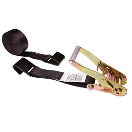 US Cargo Control 2 Inch x 30 Foot Black Ratchet Strap with Black Flat Hooks