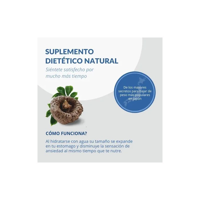 Fibra Natural Konjac Fujiro Japan Suplemento Nutricional Vegano Saciante Cápsulas