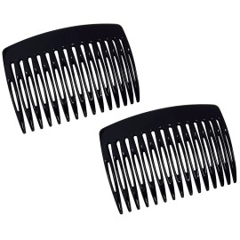 Parcelona French Nice N Simple Black 2 Pieces Cellulose Side Hair Comb Combs