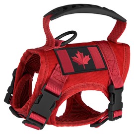 IronSeals Tactical Nylon Adjustable Dog Vest Harness Comfy Mesh Padding Puppy Vest with Quick-Release Buckles and Soft Rubber Handle for Small Dog/Cat (Red)