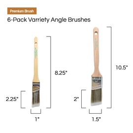 Vermeer Paint Brushes 6-Pack Angle Brushes in Assorted Sizes for All Latex and Oil Paints & Stains - Home Improvement - Interior & Exterior Use