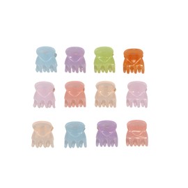 MAHAVIMOKSA 1Box 48pcs Mixed Color 15mm Mini Hair Clips Claw Clips for Women Girls (Pastel Color)