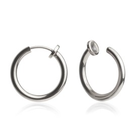 Silber Ohrclips aus Edelstahl • Clip Creolen ohne Ohrlöcher • Ohrringe Clips hängend • nickelfrei & wasserfest • MIX & MATCH • Ø 18 mm