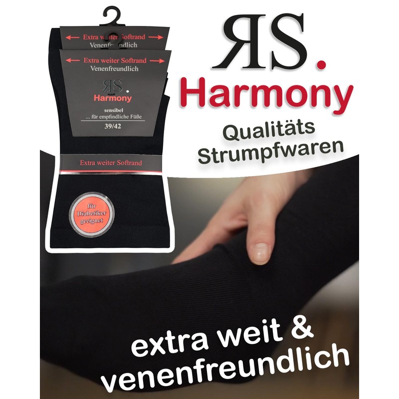 RS. Harmony Women's Vein Health Socks Extra Wide Stretchy Waistband,