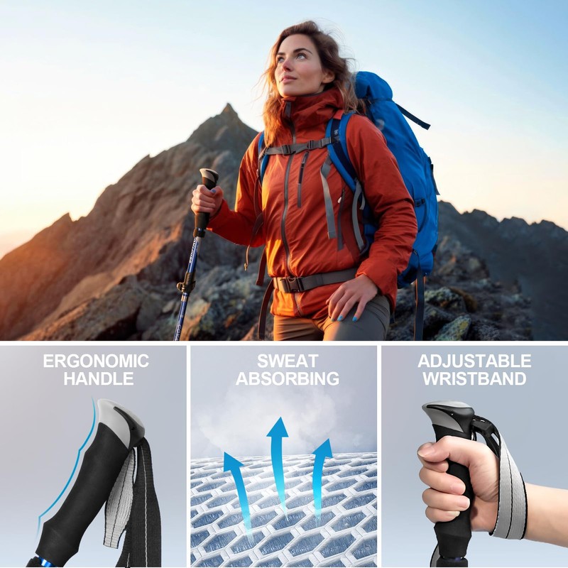 Covacure Trekking Poles Collapsible Hiking Poles - Aluminum Alloy 7075
