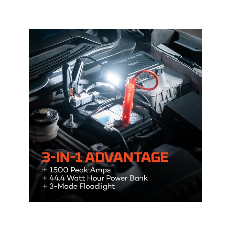 NEBO Assist 1500XP Portable Car Battery Jump Starter | 44.4Wh