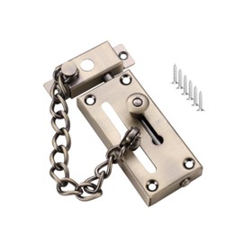 Stainless Steel Anti-hotlink Latch, Sliding Bolt Latch with Chain, Household Double Safety Left and Right mounting latches (Cyan-Bronze)