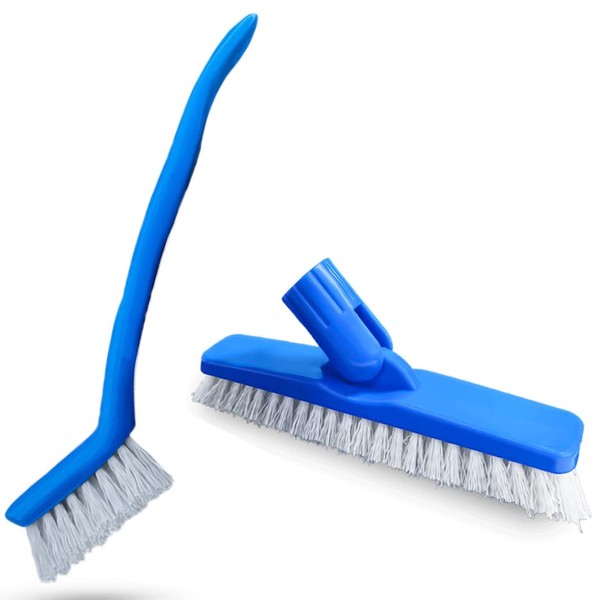 Clean-EEZ Grout Brush Combo Kit - Stand Up & Handheld V Shaped Grout Cleaning Brushes - Curled Bristles to Lift More Grease & Grime Than The More Common Hard Straight Bristles