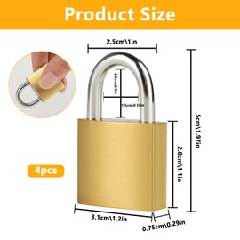4 Pcs Small Padlock with Key, 32mm Small Locks with Keys, Padlocks with Keys, Pad Locks,Gym Locker Lock with Key,Candados para Locker