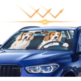 TXWWXT Car Sun Shade for English Cocker Spaniel,Universal Fit Windshield Sunshade for Cars, SUVs, UV Protection & Heat Resistant Foldable Automotive Sun Shield,Cute Cartoon Funny 59"x27.5"