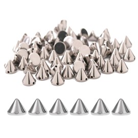 50 Pcs Cone Spikes, Acrylic Bullet Spike Cone Studs, Silver Cone Metallic Nail Art Tiny Stickers Studs for DIY Clothing, Rivets Leather, Sewing, Luggage and Shoe Embellishments - 10 x 9 mm