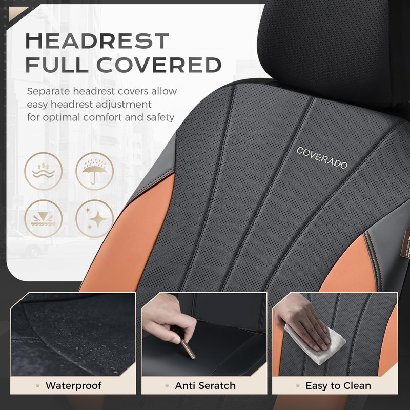 Coverado Car Seat Covers, Luxury Front Seat Covers, Leather Car